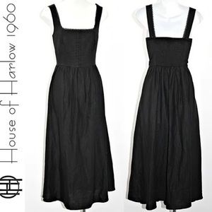 House of Harlow 1960- Black linen midi dress